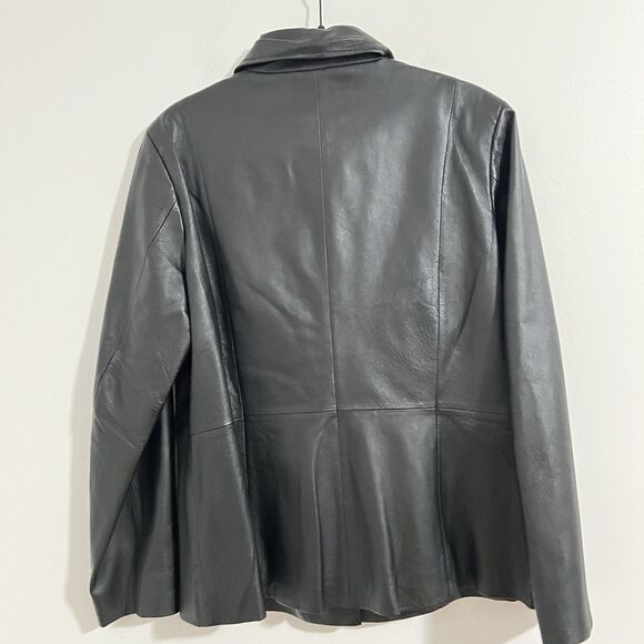 Croft & Barrow Leather Jacket Size L Black Retro Express Motorcycle Style Y2k - Picture 2 of 7